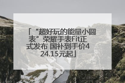 “超好玩的能量小圆表”荣耀手表Fit正式发布 国补到手价424.15元起