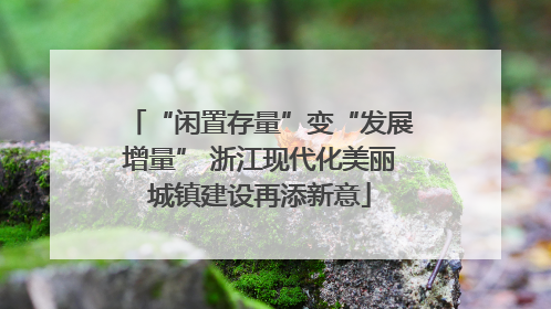 “闲置存量”变“发展增量” 浙江现代化美丽城镇建设再添新意