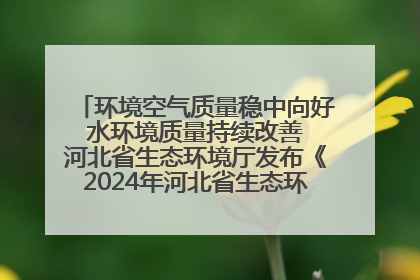 环境空气质量稳中向好 水环境质量持续改善 河北省生态环境厅发布《2024年河北省生态环境状况公报》