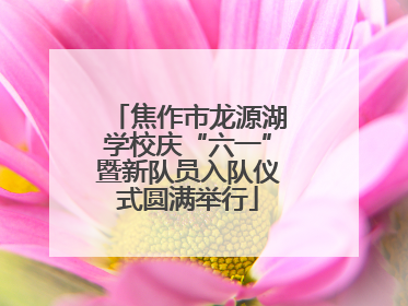 焦作市龙源湖学校庆“六一”暨新队员入队仪式圆满举行