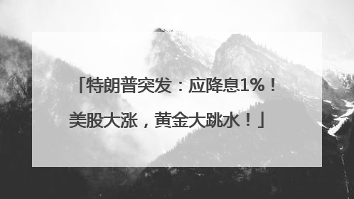特朗普突发：应降息1%！美股大涨，黄金大跳水！