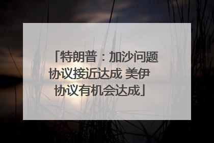 特朗普：加沙问题协议接近达成 美伊协议有机会达成