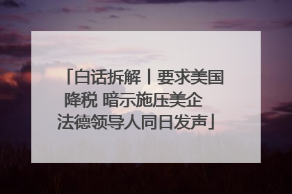 白话拆解丨要求美国降税 暗示施压美企 法德领导人同日发声