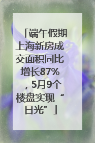 端午假期上海新房成交面积同比增长87%，5月9个楼盘实现“日光”