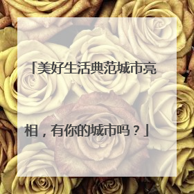 美好生活典范城市亮相，有你的城市吗？