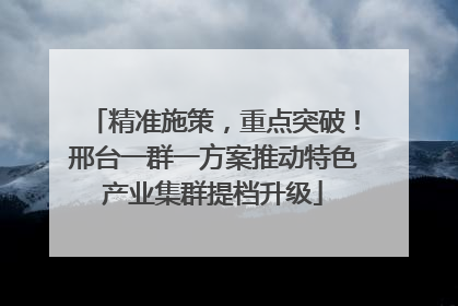 精准施策，重点突破！邢台一群一方案推动特色产业集群提档升级