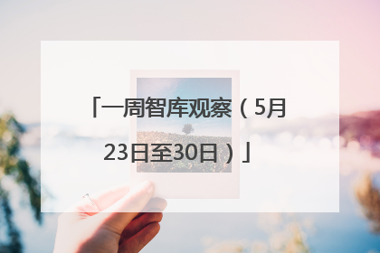 一周智库观察（5月23日至30日）