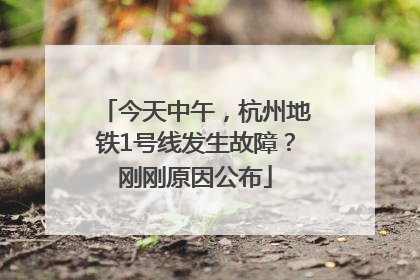 今天中午，杭州地铁1号线发生故障？刚刚原因公布