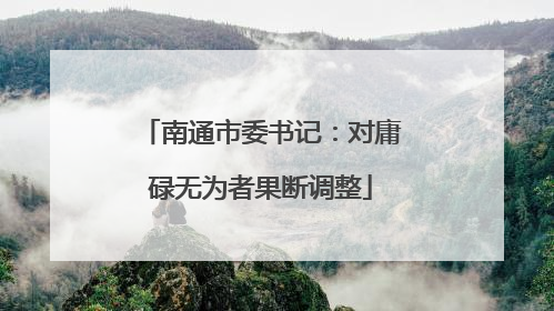 南通市委书记：对庸碌无为者果断调整