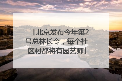 北京发布今年第2号总林长令，每个社区村都将有园艺师