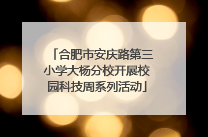 合肥市安庆路第三小学大杨分校开展校园科技周系列活动
