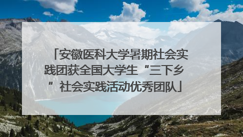 安徽医科大学暑期社会实践团获全国大学生“三下乡”社会实践活动优秀团队