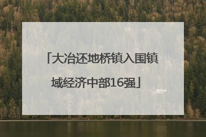 大冶还地桥镇入围镇域经济中部16强