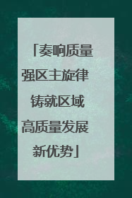 奏响质量强区主旋律 铸就区域高质量发展新优势