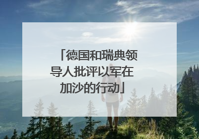 德国和瑞典领导人批评以军在加沙的行动