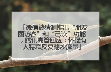 微信被猜测推出“朋友圈访客”和“已读”功能，腾讯高管回应：怀疑有人特意反复翻炒流量