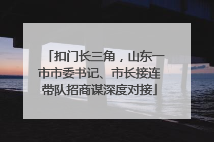 扣门长三角，山东一市市委书记、市长接连带队招商谋深度对接