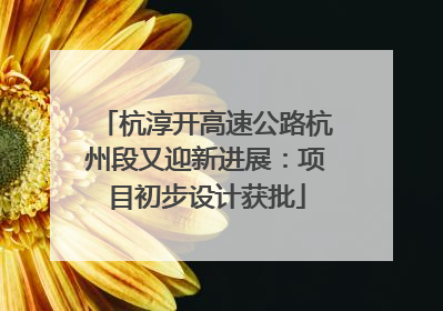 杭淳开高速公路杭州段又迎新进展：项目初步设计获批