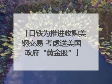 日铁为推进收购美钢交易 考虑送美国政府“黄金股”