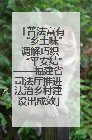 普法富有“乡土味” 调解巧织“平安结”——福建省司法厅推进法治乡村建设出成效