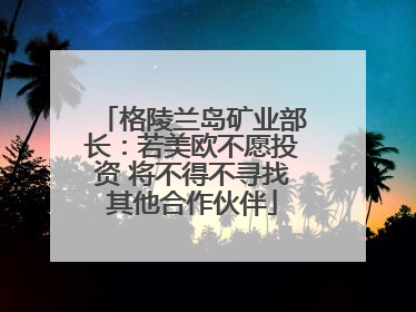 格陵兰岛矿业部长：若美欧不愿投资 将不得不寻找其他合作伙伴