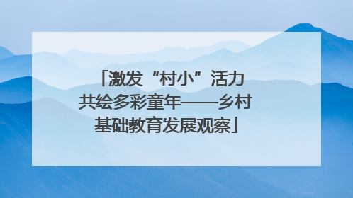 激发“村小”活力 共绘多彩童年——乡村基础教育发展观察