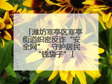 潍坊寒亭区寒亭街道织密反诈“安全网”，守护居民“钱袋子”