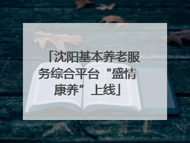 沈阳基本养老服务综合平台“盛情康养”上线