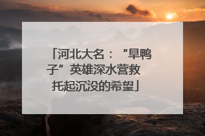 河北大名：“旱鸭子”英雄深水营救 托起沉没的希望