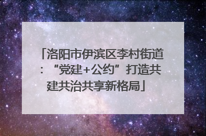 洛阳市伊滨区李村街道：“党建+公约”打造共建共治共享新格局