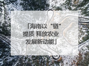 海南以“链”提质 释放农业发展新动能