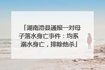 湖南澧县通报一对母子落水身亡事件：均系溺水身亡，排除他杀