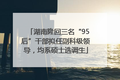 湖南隆回三名“95后”干部拟任副科级领导，均系硕士选调生