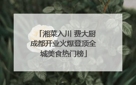 湘菜入川 费大厨成都开业火爆登顶全城美食热门榜