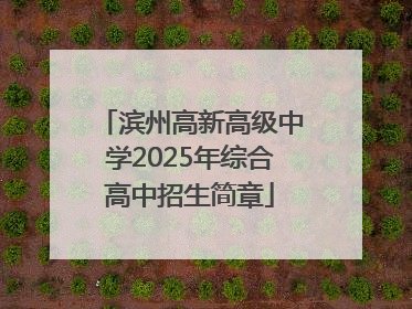 滨州高新高级中学2025年综合高中招生简章