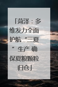 菏泽：多维发力全面护航“三夏”生产 确保夏粮颗粒归仓