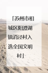 苏州市相城区阳澄湖镇消泾村入选全国文明村