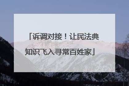 诉调对接！让民法典知识飞入寻常百姓家