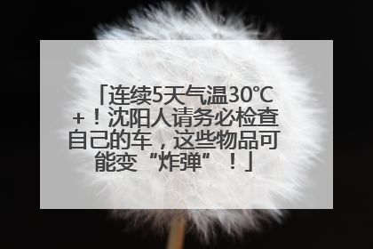 连续5天气温30℃+！沈阳人请务必检查自己的车，这些物品可能变“炸弹”！