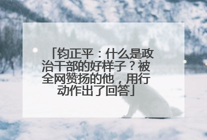 钧正平：什么是政治干部的好样子？被全网赞扬的他，用行动作出了回答