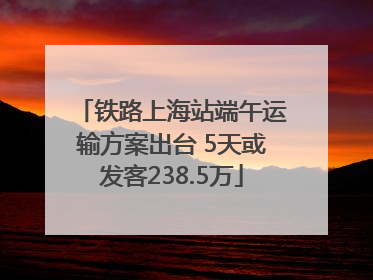 铁路上海站端午运输方案出台 5天或发客238.5万