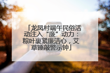 龙凤村端午民俗活动注入“廉”动力：粽叶裹紧廉洁心，艾草锤敲警示钟
