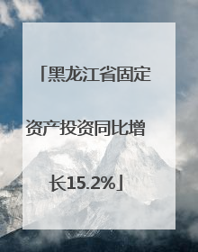黑龙江省固定资产投资同比增长15.2%