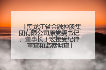 黑龙江省金融控股集团有限公司原党委书记、董事长于宏接受纪律审查和监察调查