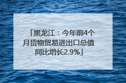黑龙江：今年前4个月货物贸易进出口总值同比增长2.9%