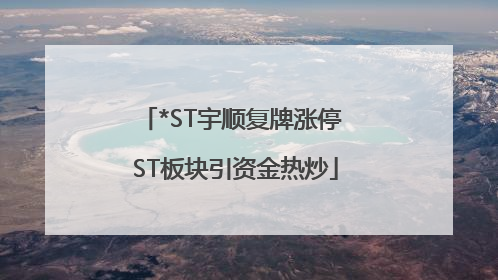 *ST宇顺复牌涨停 ST板块引资金热炒