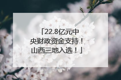 22.8亿元中央财政资金支持！山西三地入选！
