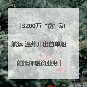 3200万“贷”动航运 温州开出首单船舶抵押融资业务