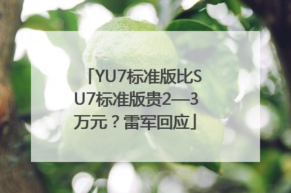 YU7标准版比SU7标准版贵2—3万元？雷军回应